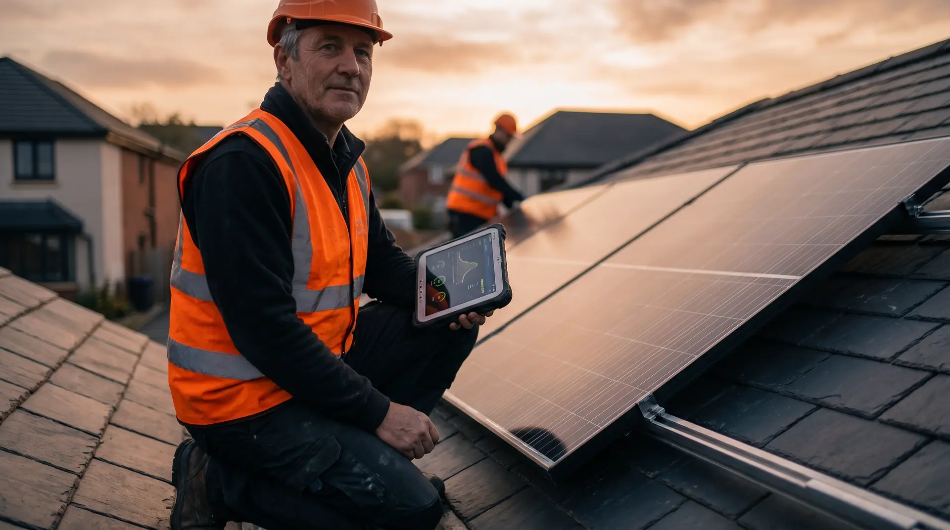 Solar panel reset and testing on a completed roof